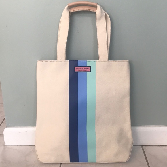 Vineyard Vines NWT Tri Stripe Tote in hydrangea - Picture 1 of 8